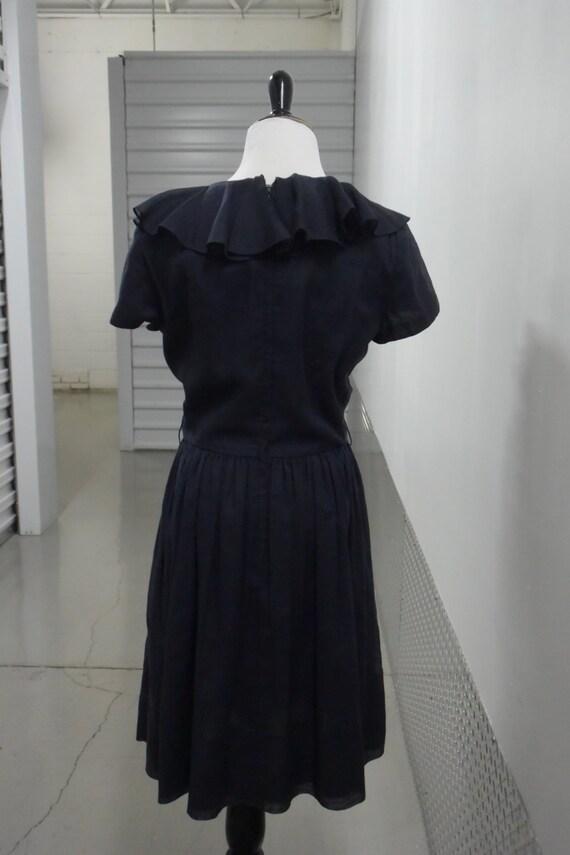 Vintage 50s Black Ruffle Dress - image 3