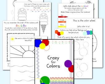 Libro de actividades sobre la teoría del color para niños: Páginas para colorear imprimibles para preadolescentes (descarga digital)