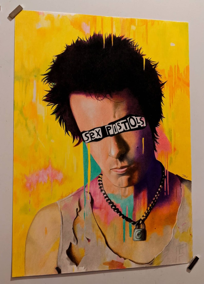 Sid Vicious Sid Vicious Drawing Sid Vicious Portrait Punk Icon Sex Pistols Gift Ideas Man Cave Art Urban Art Abstract image 2