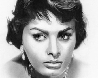 Sophia Loren Drawing - Sophia Loren Portait - Original Drawing - Hollywood Actress - Sophia Loren - Pencil Art - Artwork - Gift Ideas