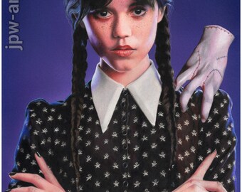 Wednesday Addams - The Addams Family - Wednesday Drawing - Jenna Ortega - Wednesday - Halloween - Original Drawing - Coloured Pencil Drawing