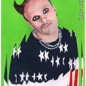 Keith Flint Drawing: The Prodigy, Original Colored Pencil Art (12x16 inches)