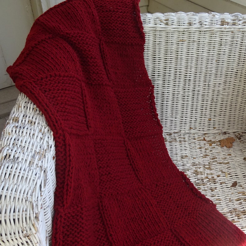 HANDKNIT BLANKET THROW Dark Rust Great Gift.