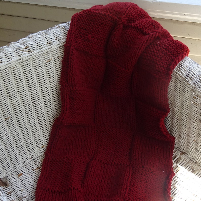 HANDKNIT BLANKET THROW Dark Rust Great Gift.