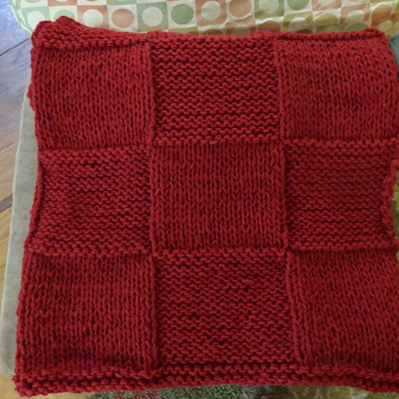 HANDKNIT BLANKET THROW Dark Rust Great Gift.