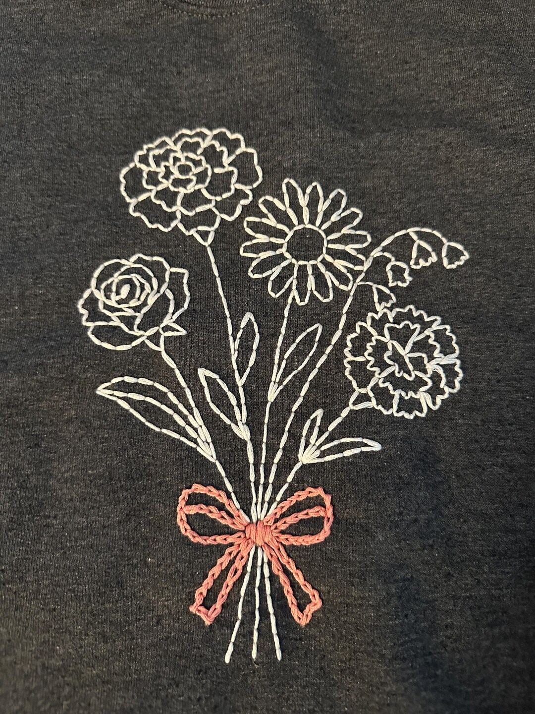 Custom Hand Embroidered Birth Flower Bouquet Sweatshirt - Etsy
