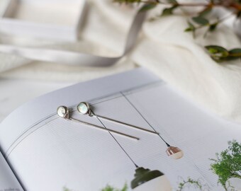 Sterling Silver dangly bezel set earrings, Silver Jewellery