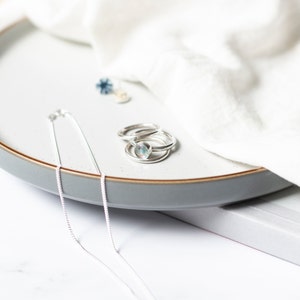 Silver stacking rings, bezel set stacking rings, blue and green bezel set ring
