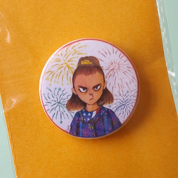 Eleven Stranger Things Pin Badge |  El, Mike, Dustin, Lucas Illustrated Button Pins Badges Brooch Lapel Pin netflix strangerthings