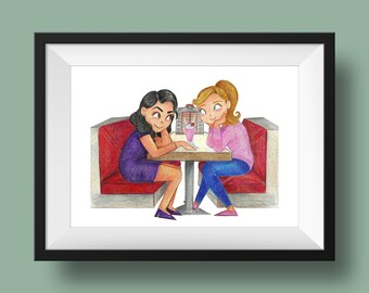 Betty e Veronica Riverdale Poster Stampa illustrazione / Pop's Chock'lit Shoppe Dinner, Archie Comics ispirato