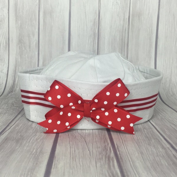 Sailor Hat, Cruise Hat, Sailor Hat, Red and White Sailor Hat, Girls Sailor Hat, Adult Sailor Hat