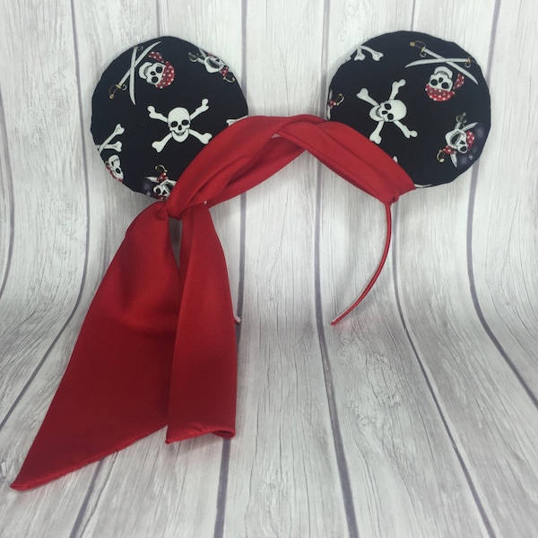 Pirate Inspired Ears Headband, Minnie Ears, Embellished Minnie Ears, Disney Cruise Ears, Pirate Ears, Pirate Headband