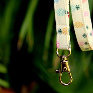 Lanyard, pretty preppy pineapple lanyard, id holder necklace, badge clip, nurse appreciation gift, student, teacher appreciation image 3