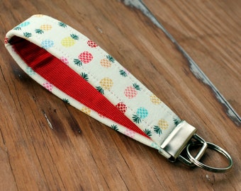 Preppy Whales Navy Aqua Fabric Key Fob Free Shipping