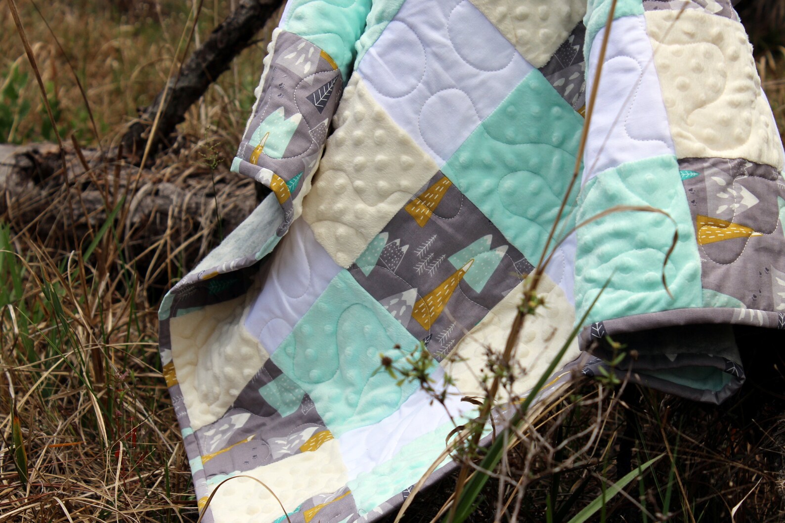 Woodland baby quilt woodsy baby boys quilt gray mountains Etsy