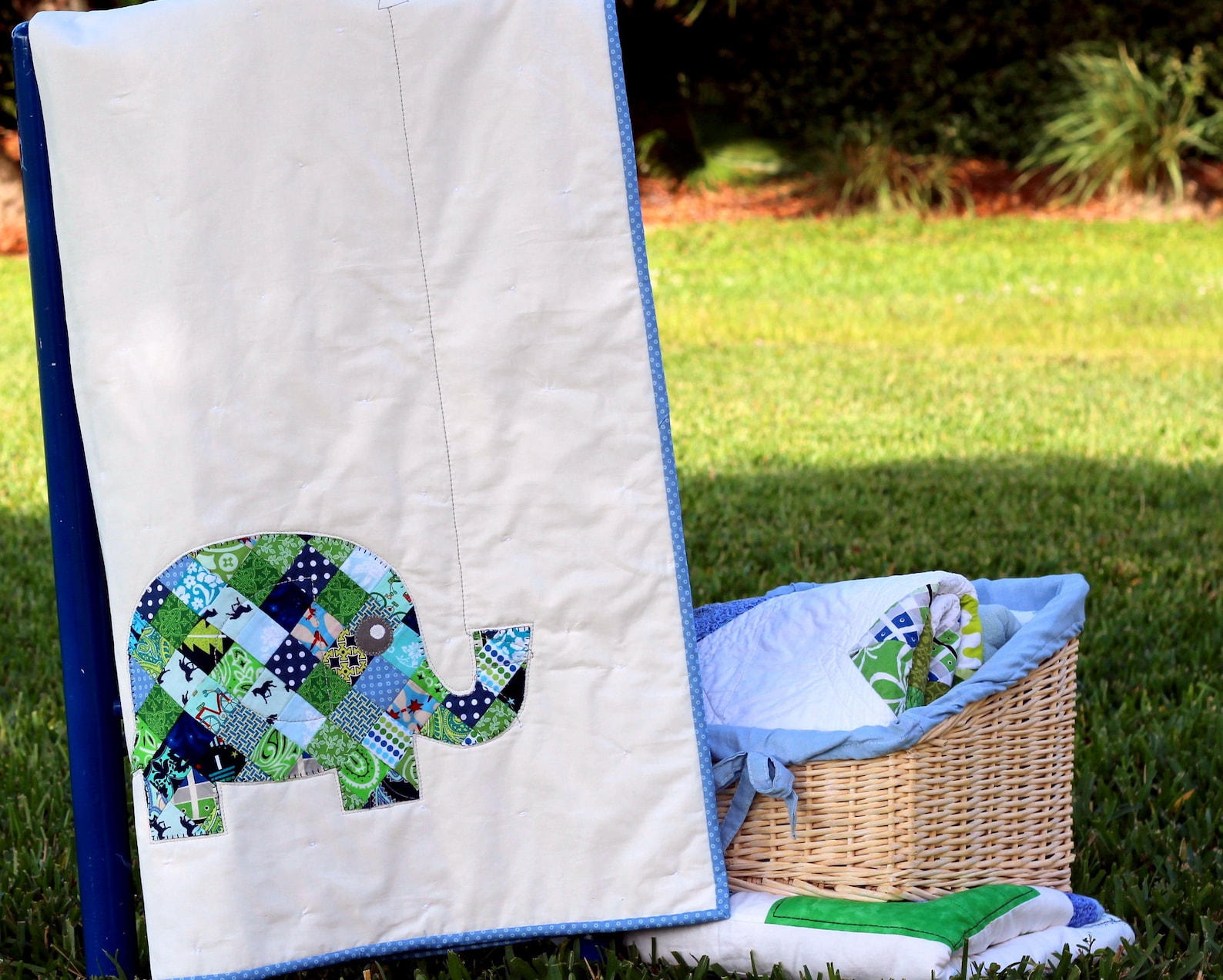 Blue Elephant Quilt Elephant Baby Quilt Patchwork Elephant Etsy