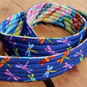 Womens Camera Strap, Dragonflies and Watercolor cotton print camera strap, reversible