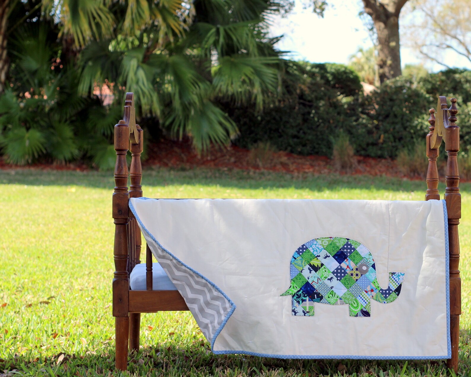 Blue Elephant Quilt Elephant Baby Quilt Patchwork Elephant Etsy