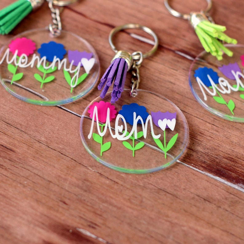 suncatcher easter basket gift gift for mom custom key chain mother/'s day gift gift for girlfriend Personalized floral round keychain