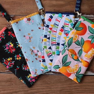 Glasses Case, phone case, neck strap lanyard and pocket, snap closure, cotton sturdy padded eyeglass case, sunglasses, gift for mom