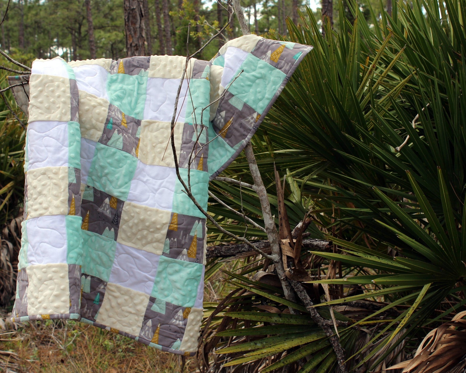 Woodland Baby Quilt Woodsy Baby Boys Quilt Gray Mountains Etsy