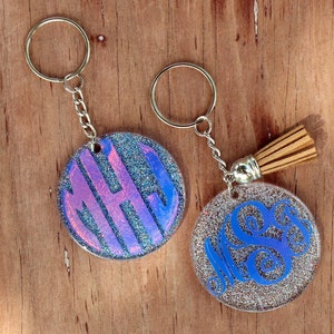Chaveiro de vinil holográfico com monograma personalizado, chaveiro, chaveiro com glitter, presente para mãe, presente personalizado para menina, envio rápido