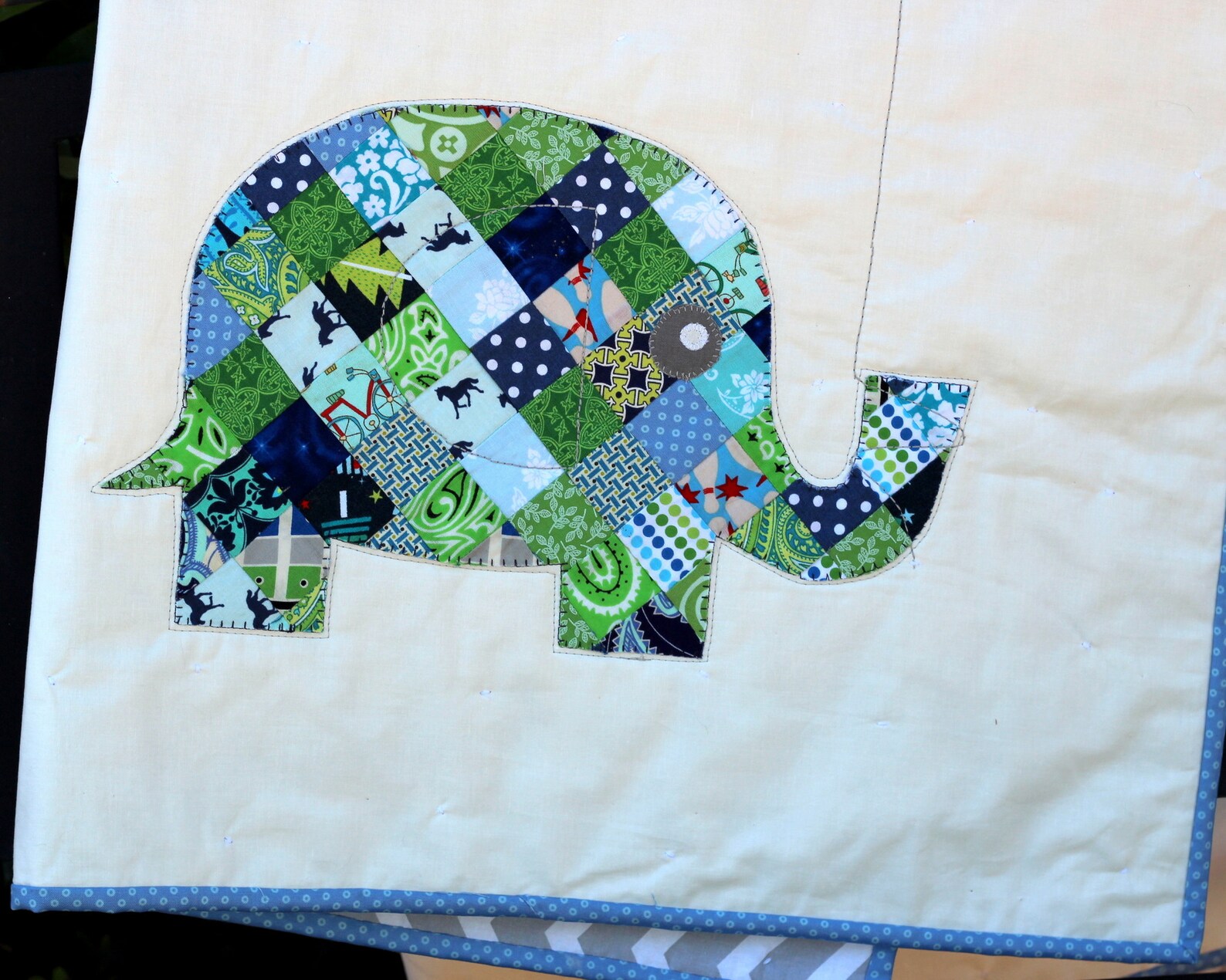Blue Elephant Quilt Elephant Baby Quilt Patchwork Elephant Etsy
