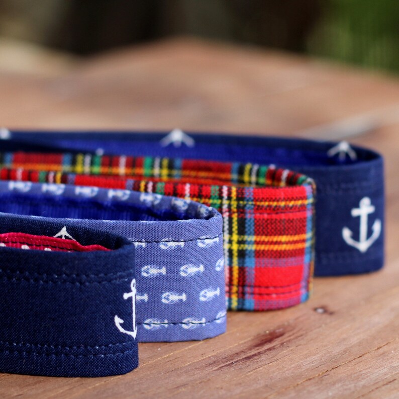 Preppy Wristlet Cotton Keychains, choice of anchor, lobster, plaid image 2