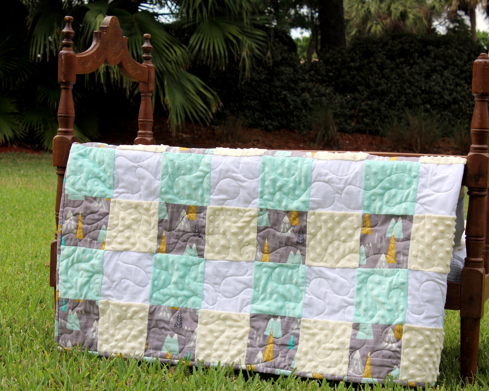 Woodland Baby Quilt Woodsy Baby Boys Quilt Gray Mountains Etsy