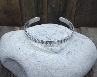 Hand Stamped Aluminum Bangle Bracelet - Lightweight - Tree Designs