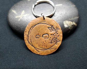Momma Bear and Baby Bear --- Hand Stamped Key Chain