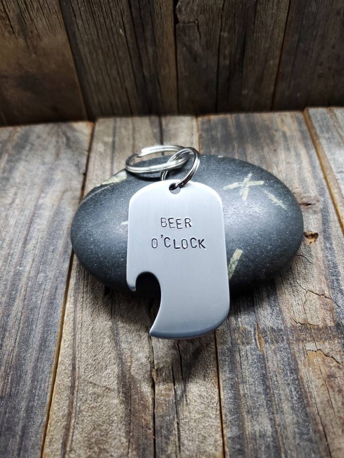 Dog Tag Bottle Opener Key Chain Hand Stamped Stainless Etsy
