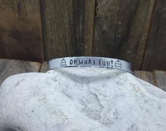 Hand Stamped Aluminum Bangle Bracelet - Lightweight - Oh What Fun!
