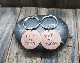 PAIR of &quot;You&#39;re My Person&quot; Key Chains --- Grey&#39;s Anatomy