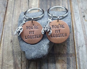 Pair of You're My Lobster Key Chains - Hand Stamped Key Chain