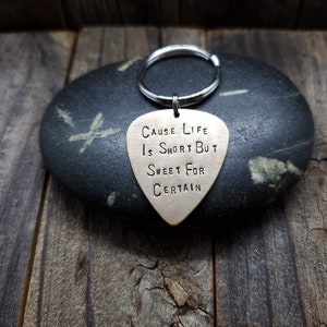 Guitar Pick - Hand Stamped Key Chain