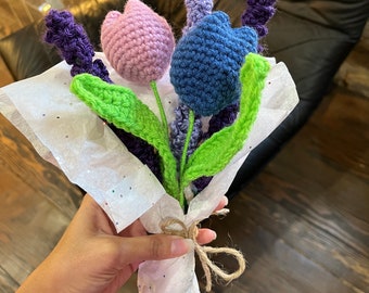 Crochet Tulip & Lavender Bouquet