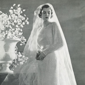 KNITTING PATTERN Vintage Wedding Dress 33-0038-02 Instant Download PDF