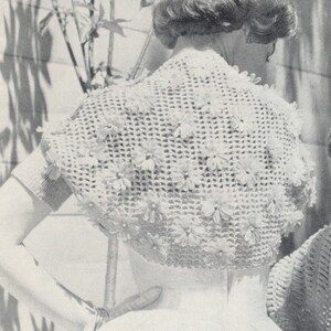 CROCHET PATTERN Vintage Daisy Filet Crochet Shrug 74-0128-02 Instant Download PDF