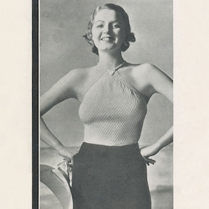 KNITTING PATTERN Vintage Kerchief Halter Top Instant Download PDF 07-0075-09