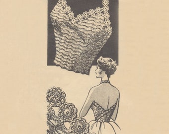 CROCHET PATTERN Vintage Alice Brooks Flower Trimmed Halter Summer Top 00-7362-00 Instant Download PDF