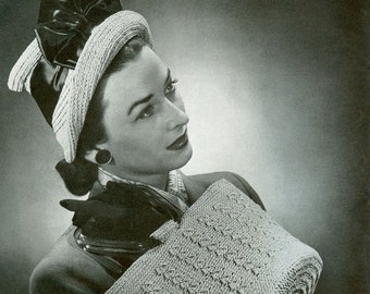 CROCHET PATTERNS Vintage Open Crown Hat and Pouch Bag 07-0023-03 Instant Download PDF