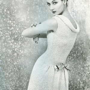 KNITTING PATTERN Vintage Sleeveless Brocade Summer Dress 74-0132-09 Instant Download PDF