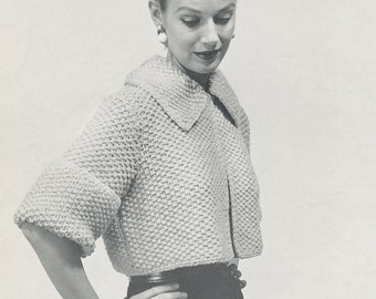 KNITTING PATTERN Vintage Chunky Cropped Jacket Sweater Cardigan Instant Download PDF 06-0174-10