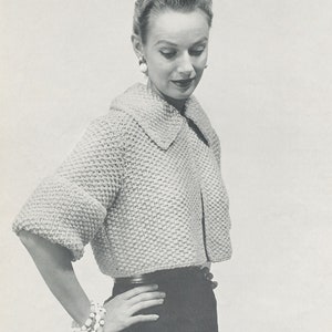 KNITTING PATTERN Vintage Chunky Cropped Jacket Sweater Cardigan Instant Download PDF 06-0174-10