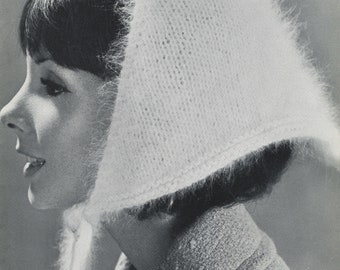 KNITTING PATTERN Vintage Kerchief Headscarf Instant Download PDF 07-074B-01