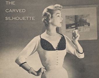 Vintage 1950s Carved Silhouette Dress KNITTING PATTERN Instant Download PDF 48-0021-09
