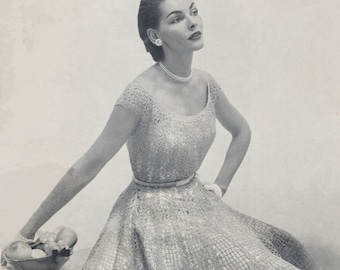 CROCHET PATTERN Vintage 1950s Morell Boca Raton Princess Dress Instant Download PDF 55-0034-02