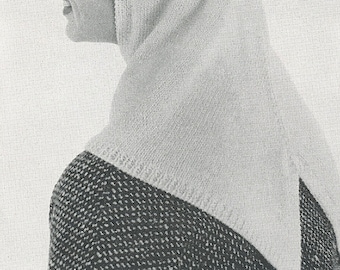 KNITTING PATTERN Vintage 50s Hood Head Scarf Instant Download PDF 06-0070-09