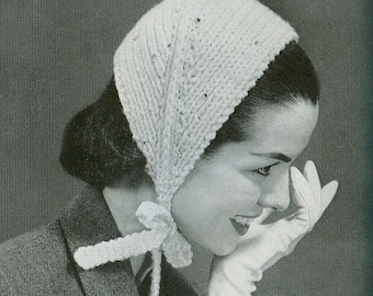 KNITTING PATTERN Vintage 50s Headband Ear Warmer Head Scarf Instant Download PDF 06-0054-02
